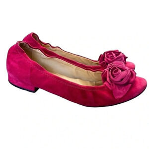 Buffalo JHAY 39 pink suede flats with 3D Roses‎
